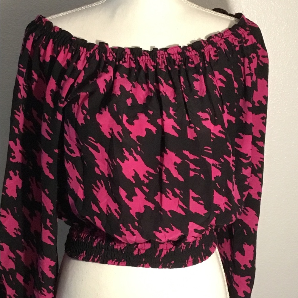Michael Kors Pink and Black long sleeve blouse-S\P